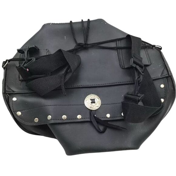 Milwaukee Leather Motorcycle Saddlebag Black with Studs & Conchos - Picture 1 of 6